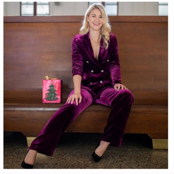 zara purple velvet suit